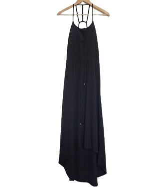 Athleta Black Strappy Back High Low Maxi Dress Size Small Flowy